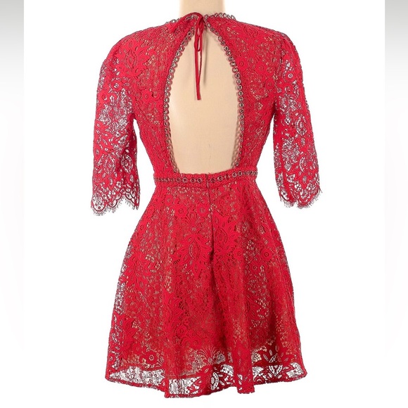 Majorelle Scarlet Red Lace Dress Size M - Picture 2 of 12